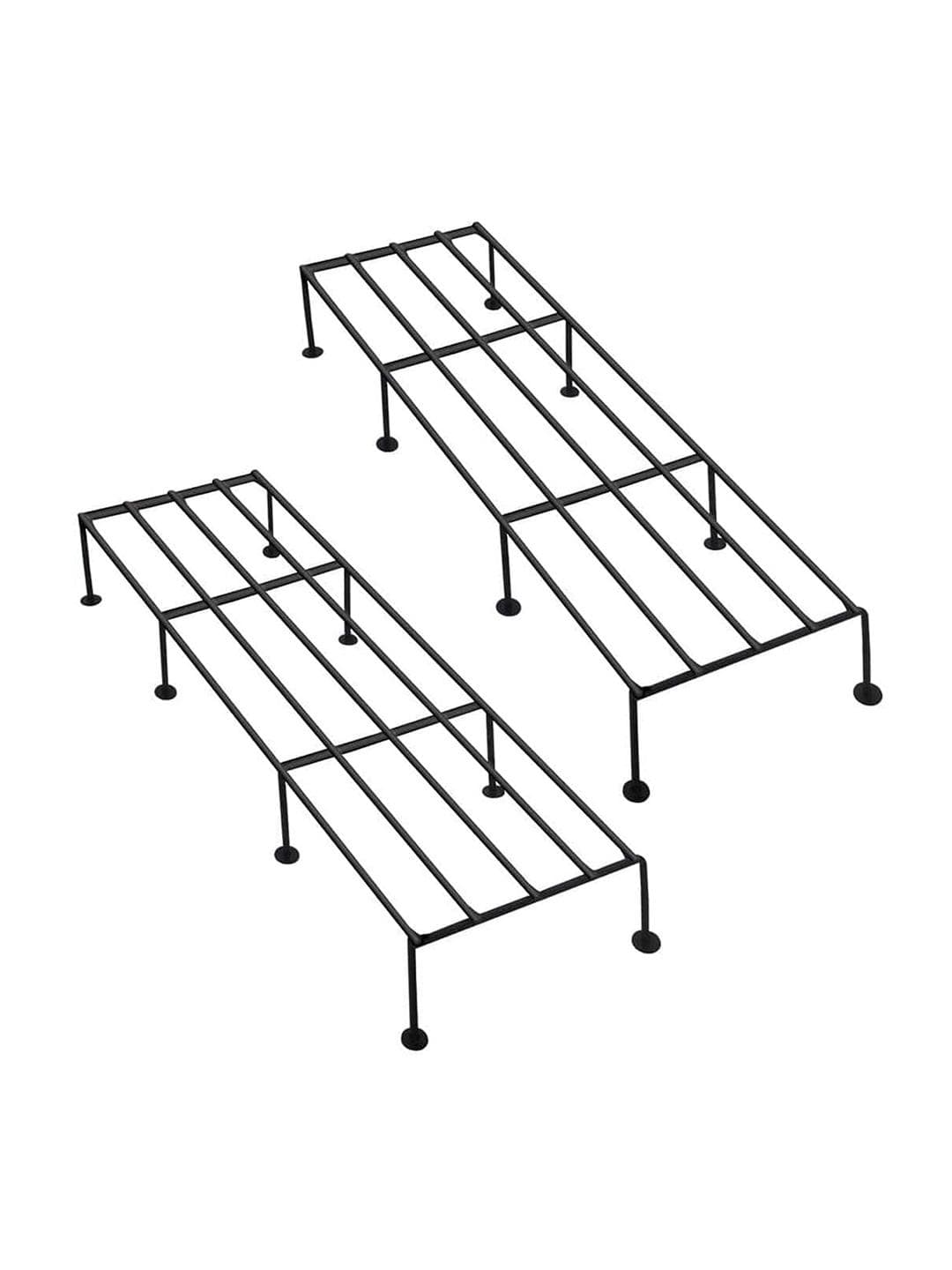 TRUSTBASKET Indigo Set Of 2 Black Metal Planter Stand