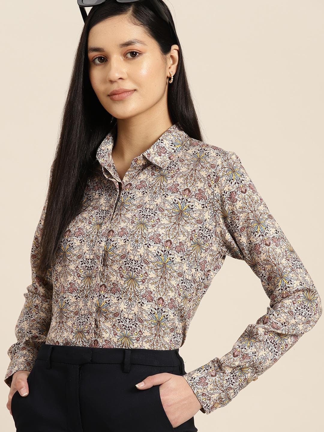 Hancock Women Premium Floral Printed Formal Shirt
