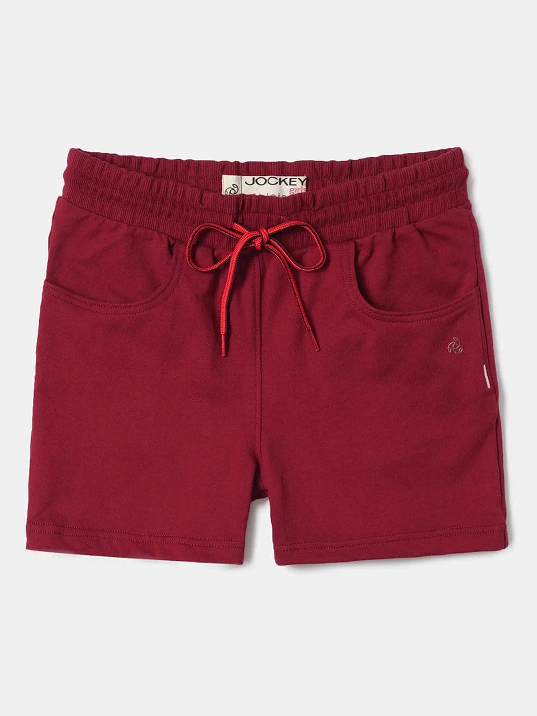 Jockey Girl's Super Combed Cotton Solid Regular Fit Shorts With Drawstrings Closure-AG04