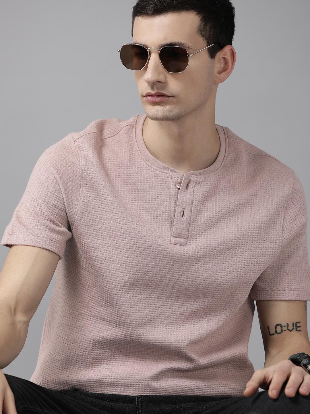 The Roadster Lifestyle Co. Self-Design Henley Neck T-shirt