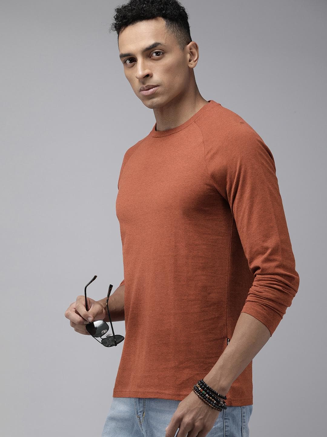 The Roadster Lifestyle Co. Men Raglan Long Sleeves Solid T-shirt