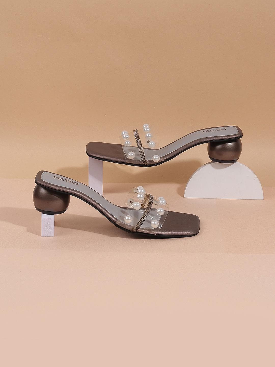 Metro Embellished Square Toe Block Mules