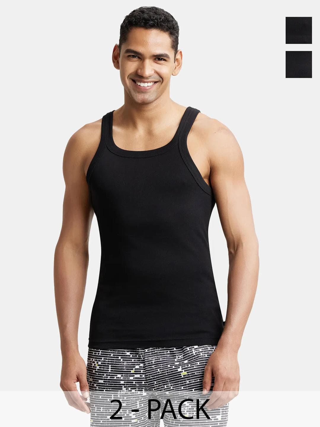 Buy Jockey Pack Of 2 Super Combed Cotton Rib Square Neck Gym Vest US26 - - Apparel for Men