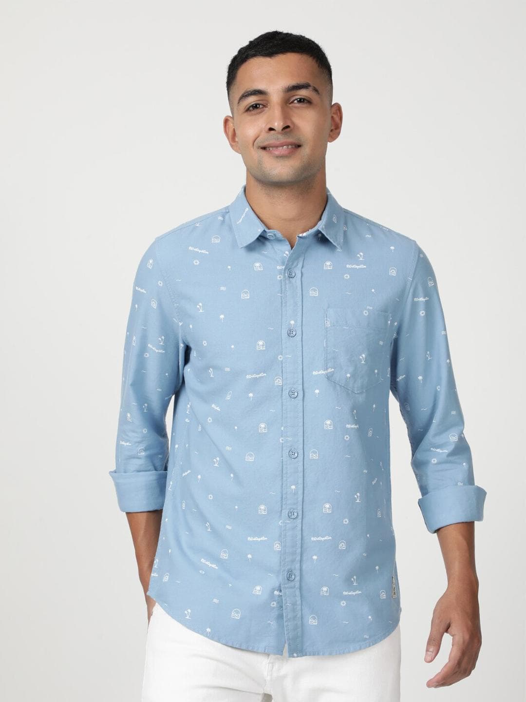 Lee Men Printed Slim Fit Casual Cotton Shirt