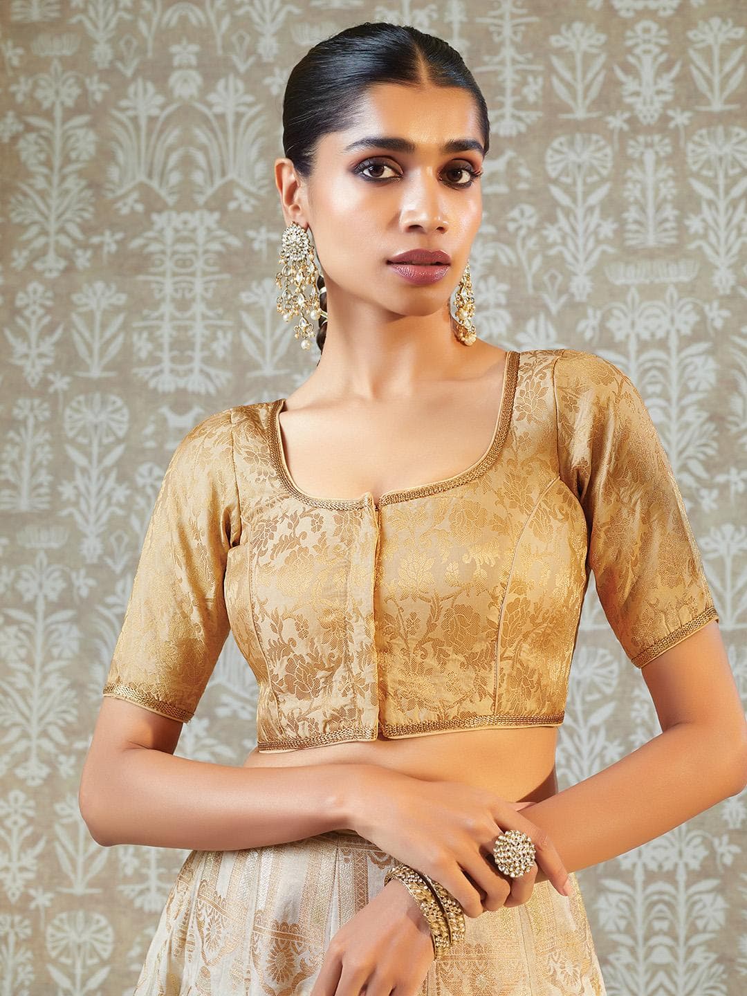 Soch Floral Woven Design Art Silk Saree Blouse