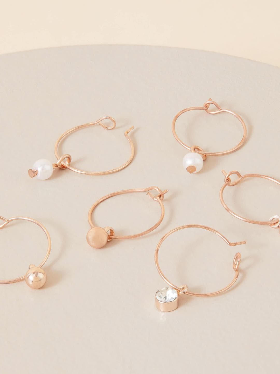 Accessorize Set Of 3 Rose Gold Contemporary Half Hoop Earrings