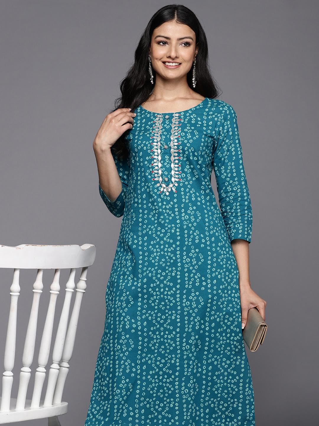 Varanga Bandhani Printed Gotta Patti Pure Cotton Kurta