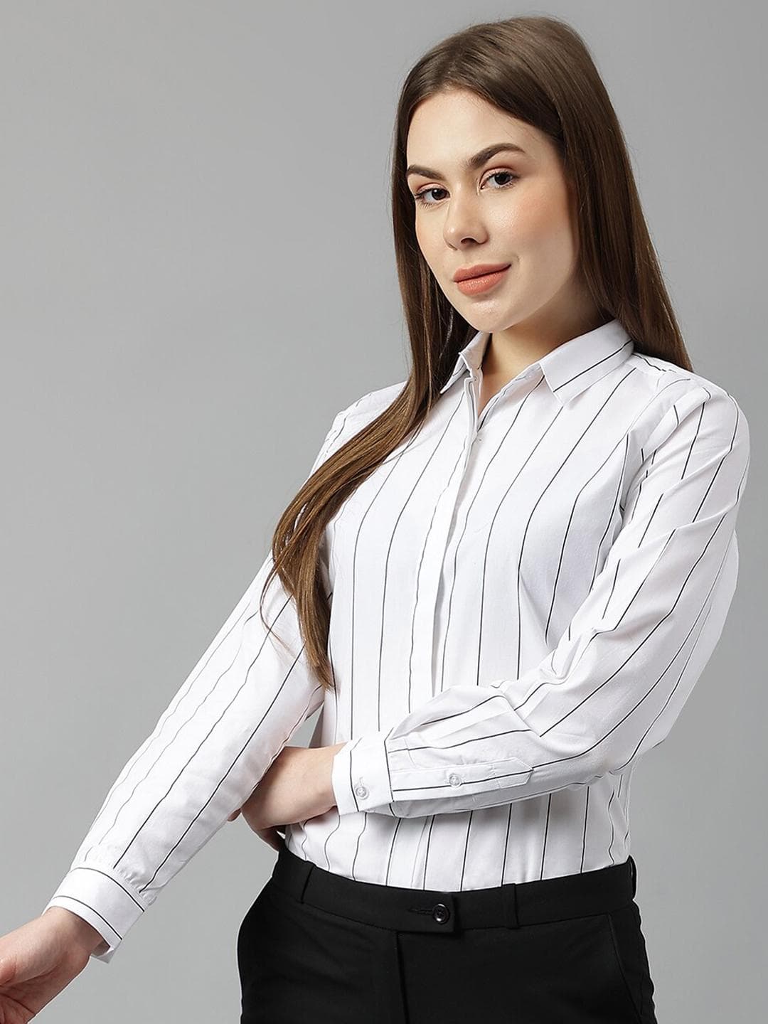 Hancock Sharp Slim Fit Striped Pure Cotton Formal Shirt