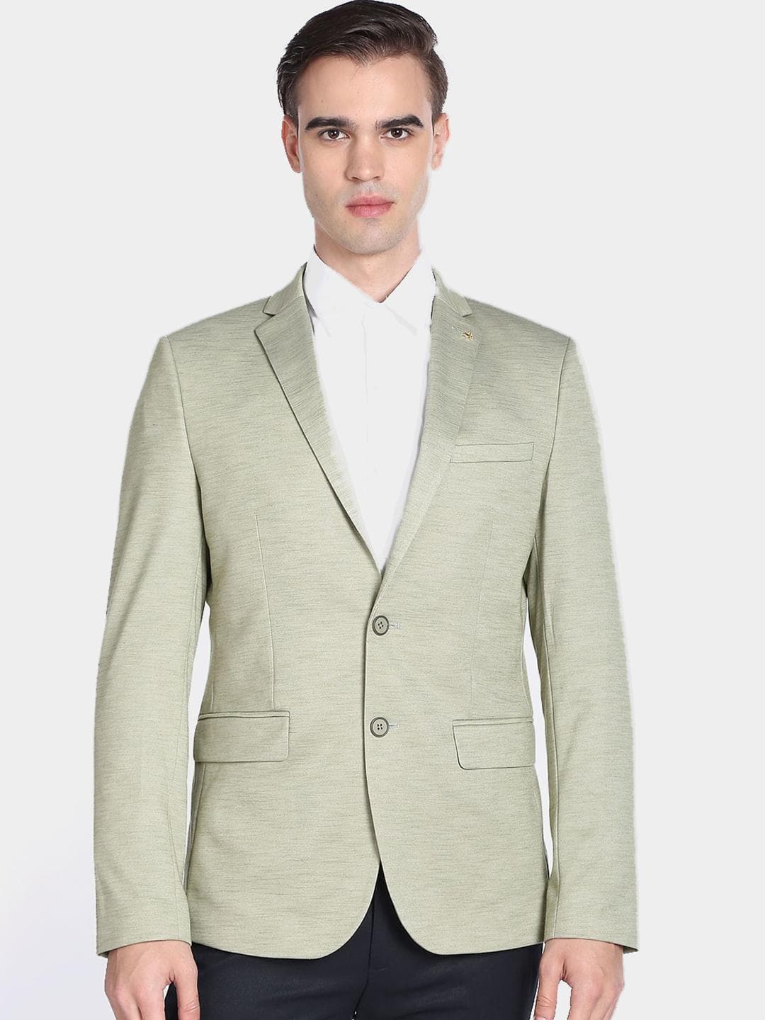 Arrow Men Heathered Self-Design Slim-Fit Single-Breasted Formal Blazers