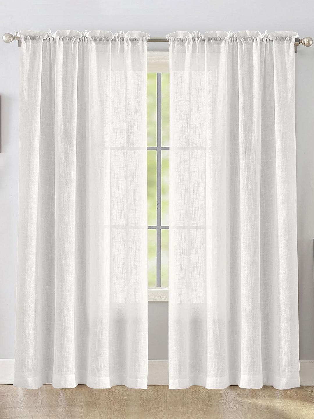 Buy HOMEMONDE White 2 Pieces Sheer Rod Pocket Cotton Door Curtains - - Home for Unisex