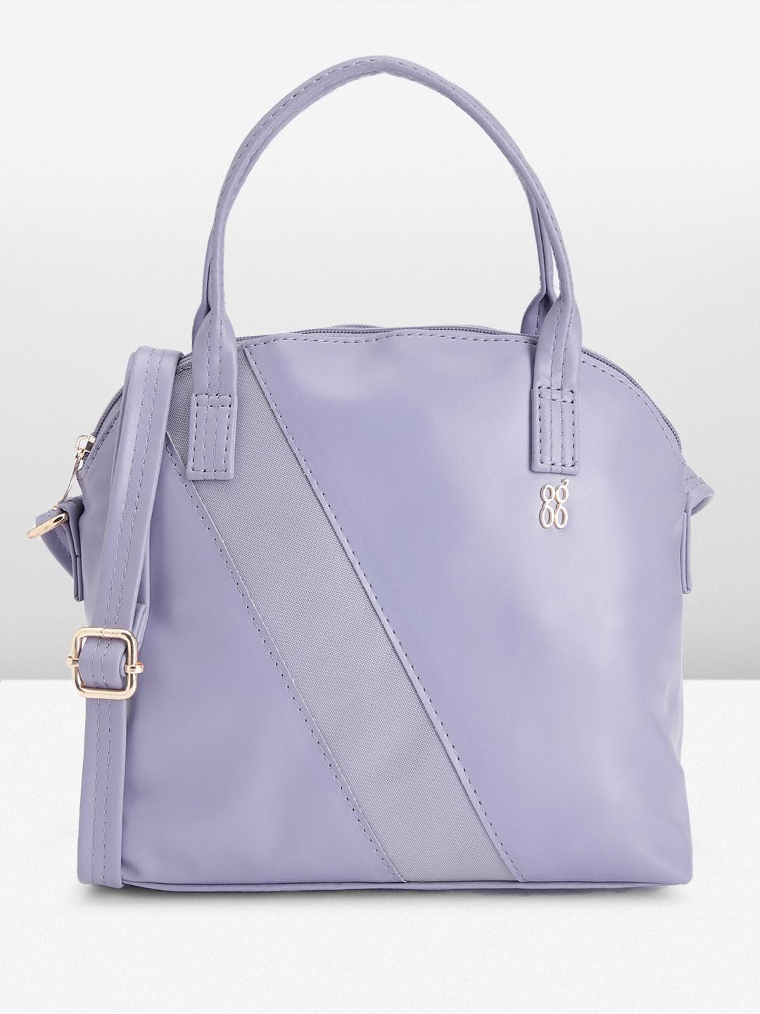 Baggit Solid PU Structured Handheld Bag With Striped Detail