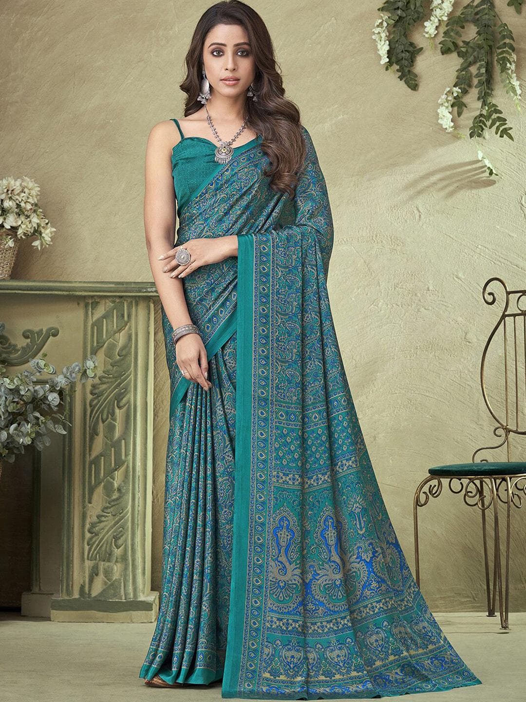 Mitera Ethnic Motifs Printed Silk Blend Saree