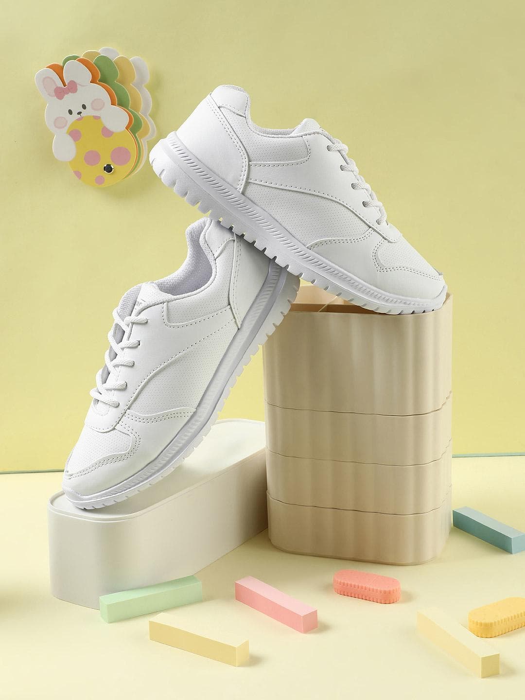Liberty Force10 kids White Lacing School Shoes