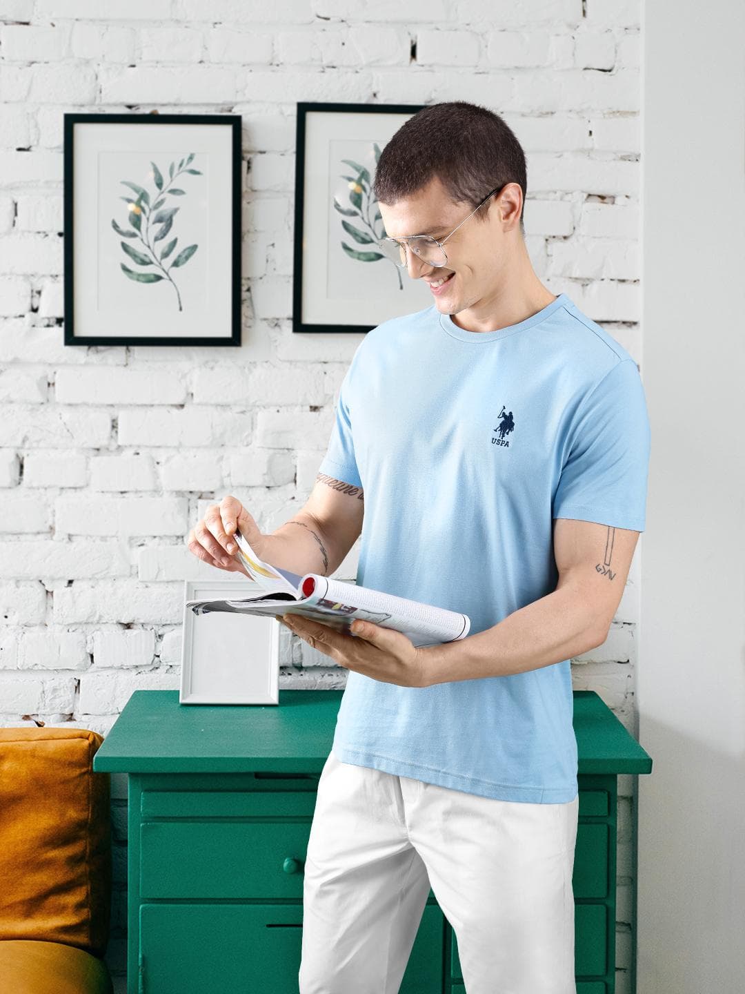 Buy U.S. Polo Assn. Men Embroidered Logo Pure Cotton Lightweight Lounge T Shirt - - Apparel for Men