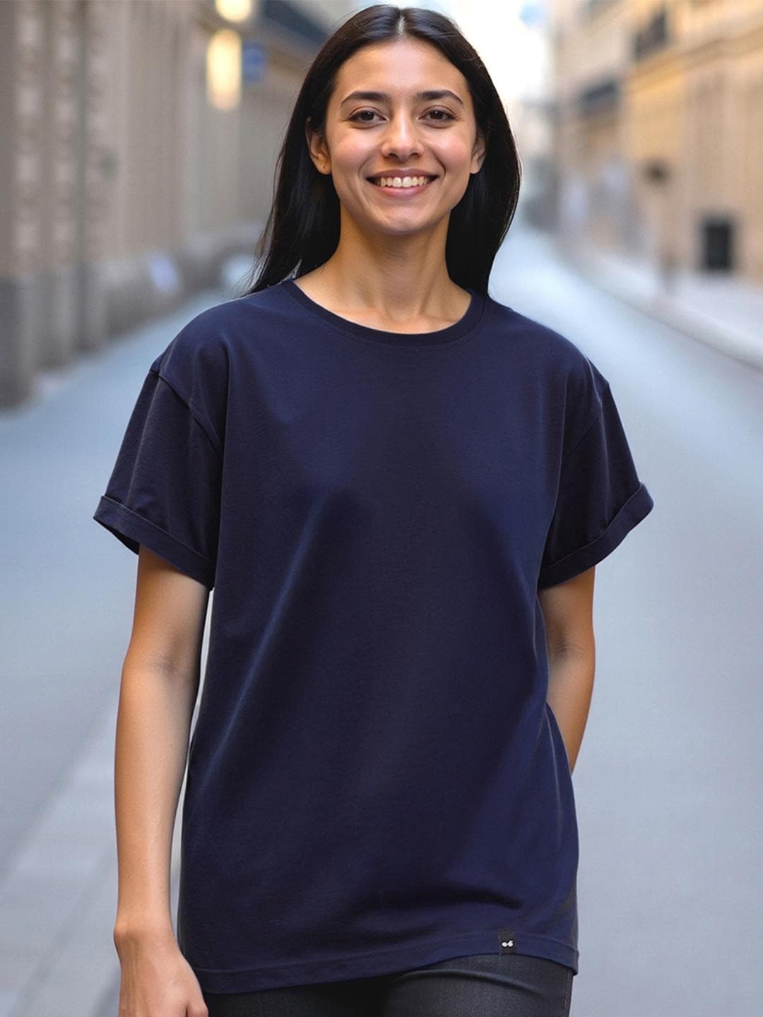 Bewakoof Women Navy Blue Boyfriend T-shirt
