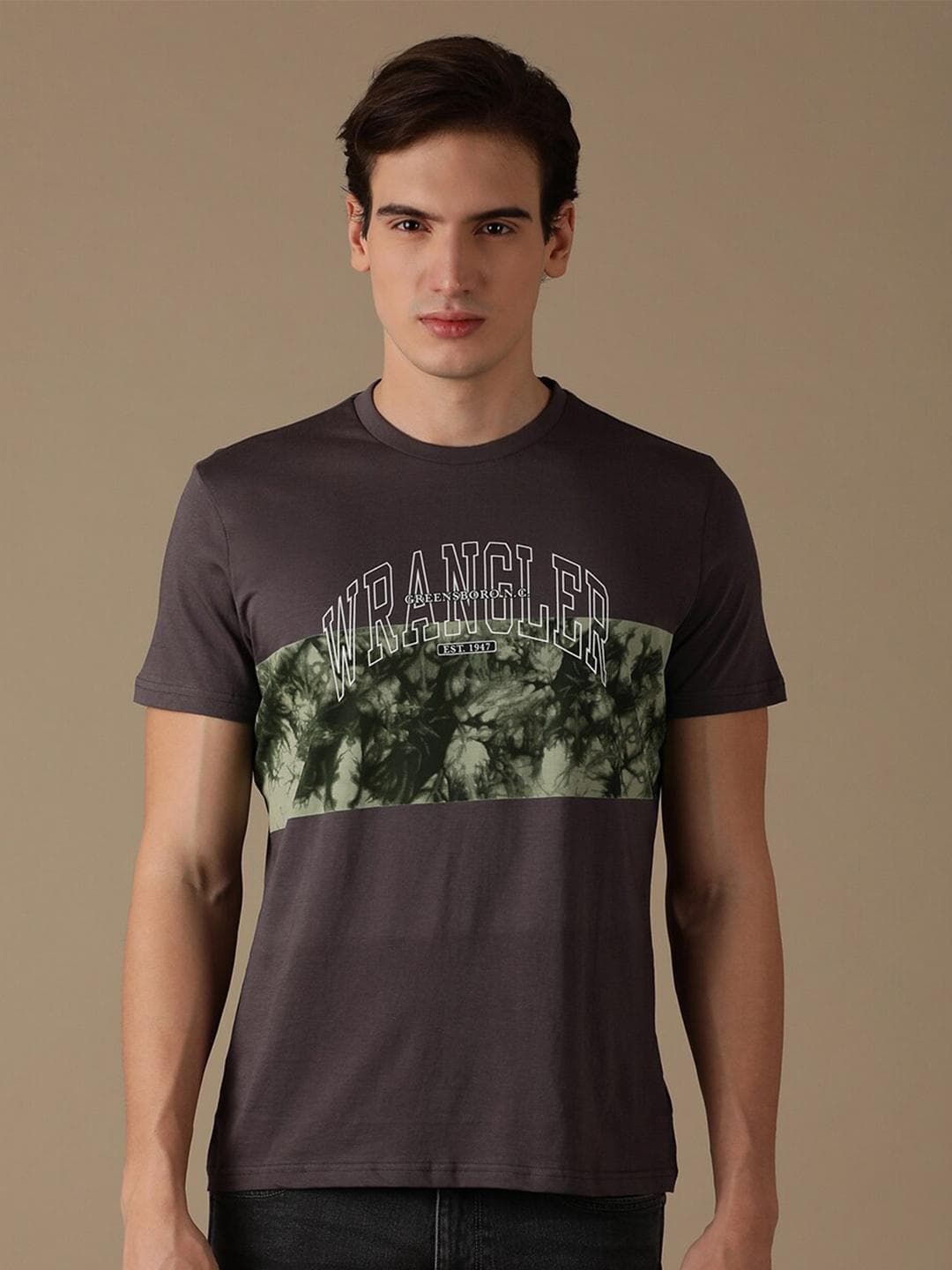 Wrangler Typography Printed Round Neck Short Sleeves Cotton T-shirt