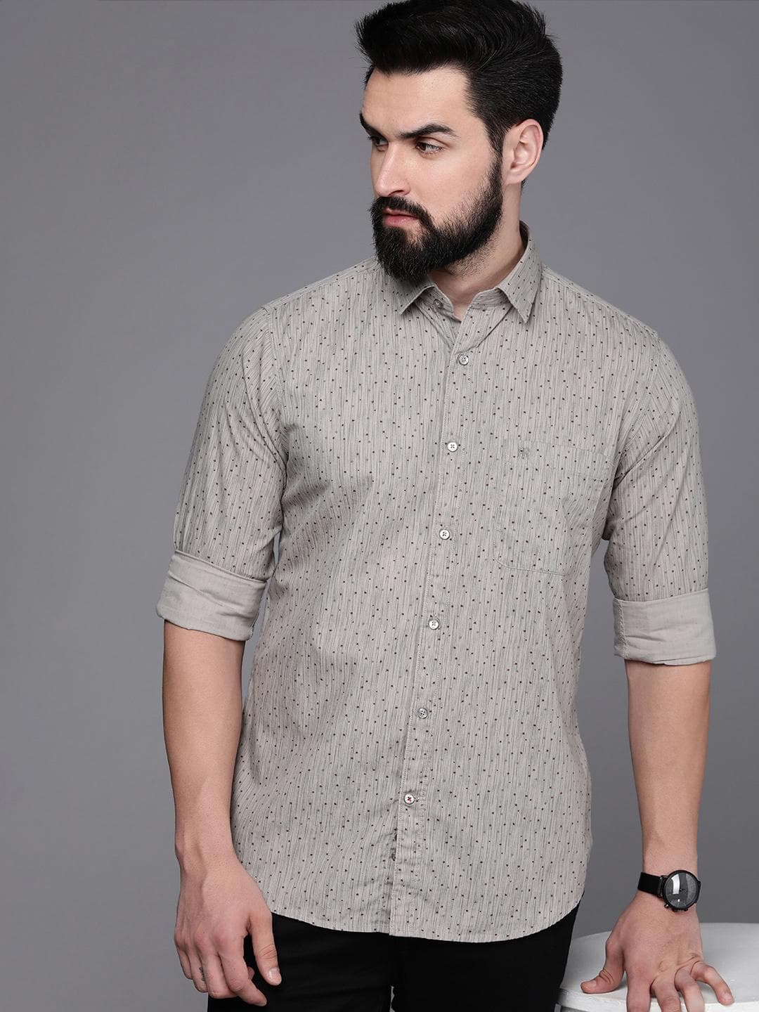 Raymond Slim Fit Conversational Printed Pure Cotton Formal Shirt