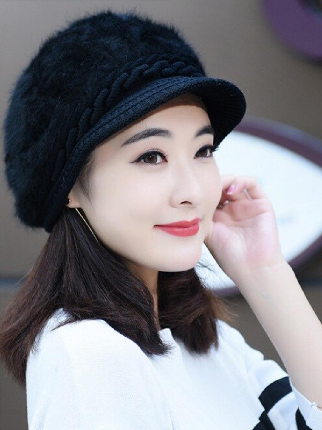 Buy Alexvyan Women Black Winter Air & Snow Proof Soft Woollen Beanie Cap - - Accessories for Women
