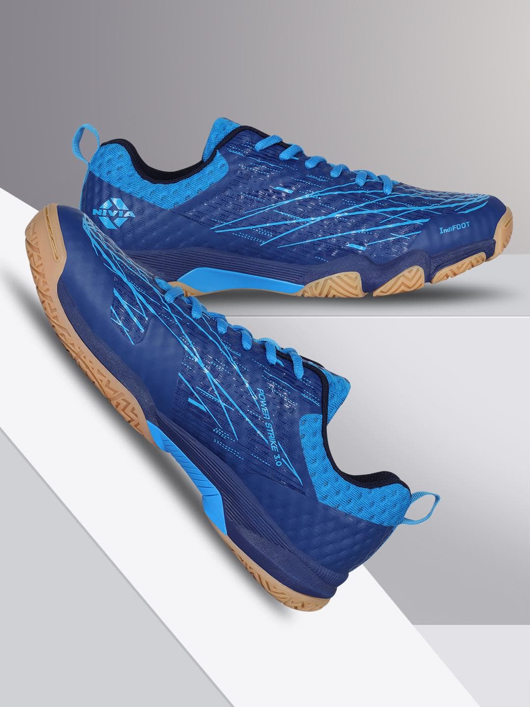 Buy NIVIA Men Powerstrike 3.0 Black/Blue Badminton Shoes - - Footwear for Men