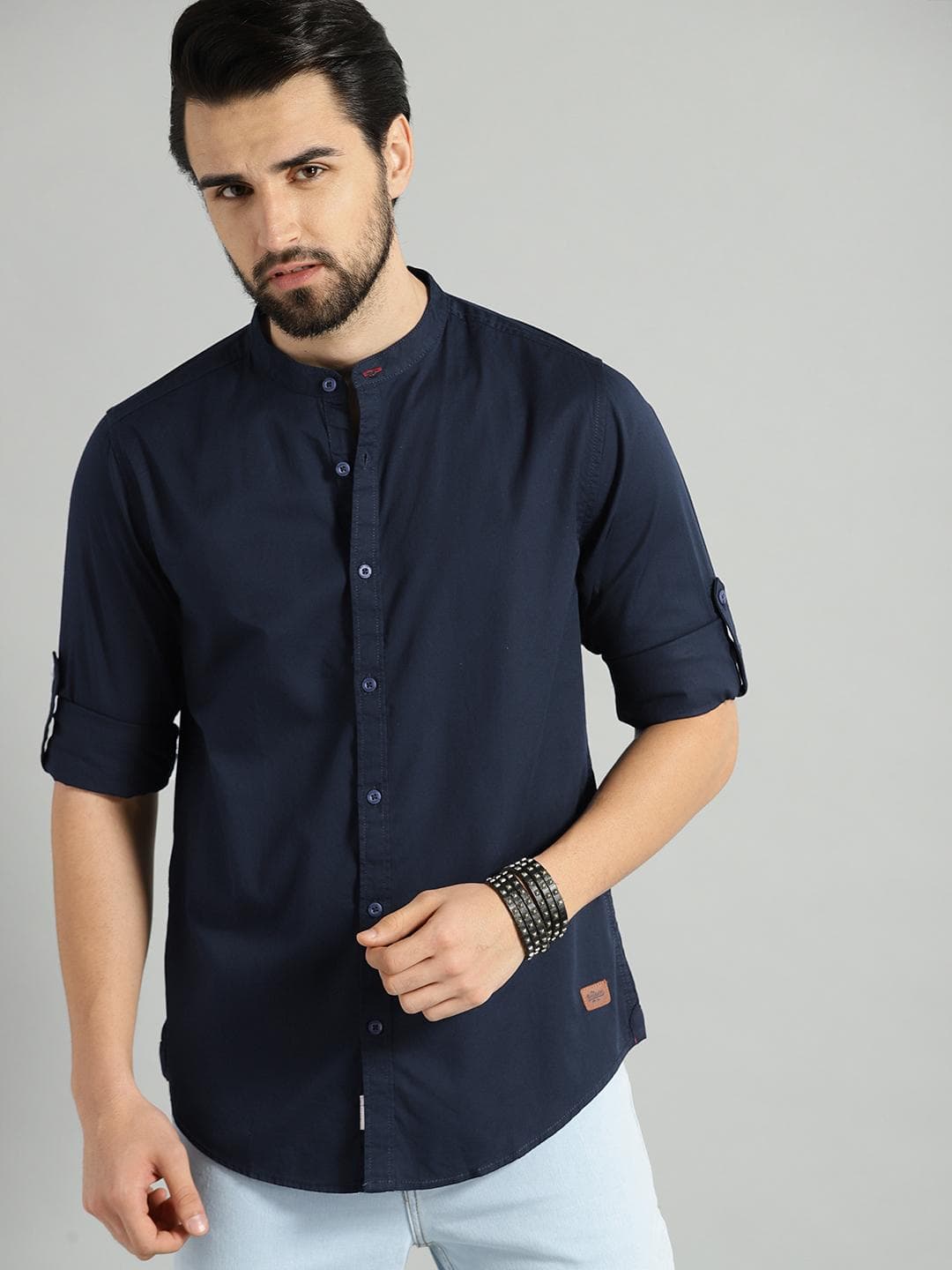 Roadster Men Navy Cotton Casual Shirt