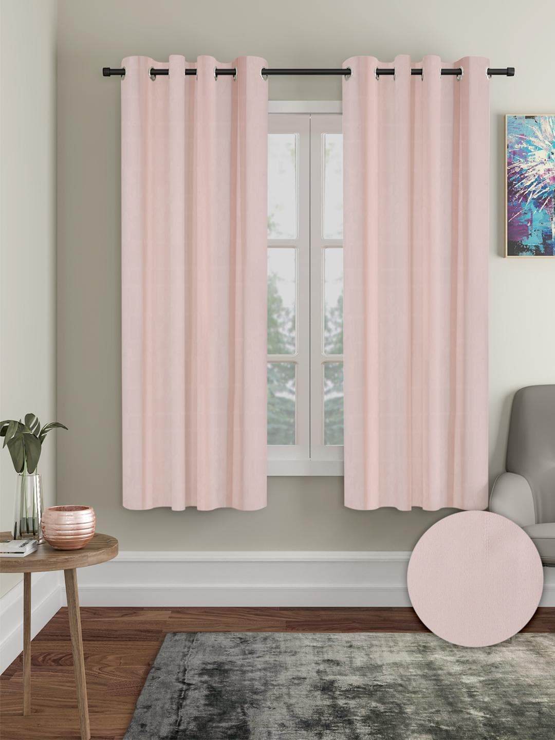 Cortina Pink 2 Pieces Black Out Window Curtains