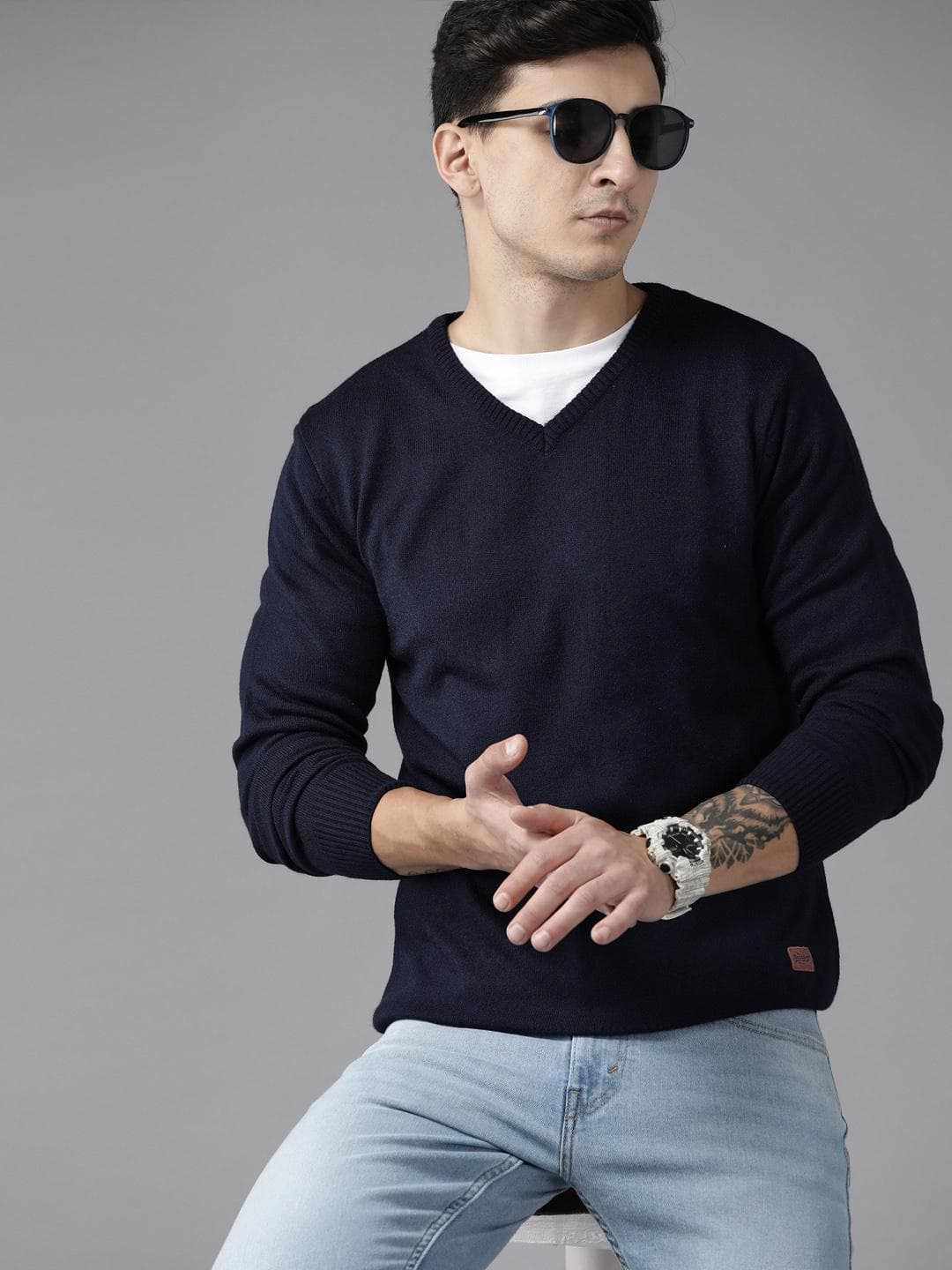 The Roadster Lifestyle Co. V-Neck Acrylic Pullover