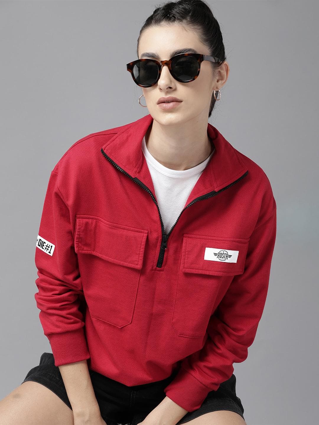 Roadster Women Mock Collar Sweatshirt