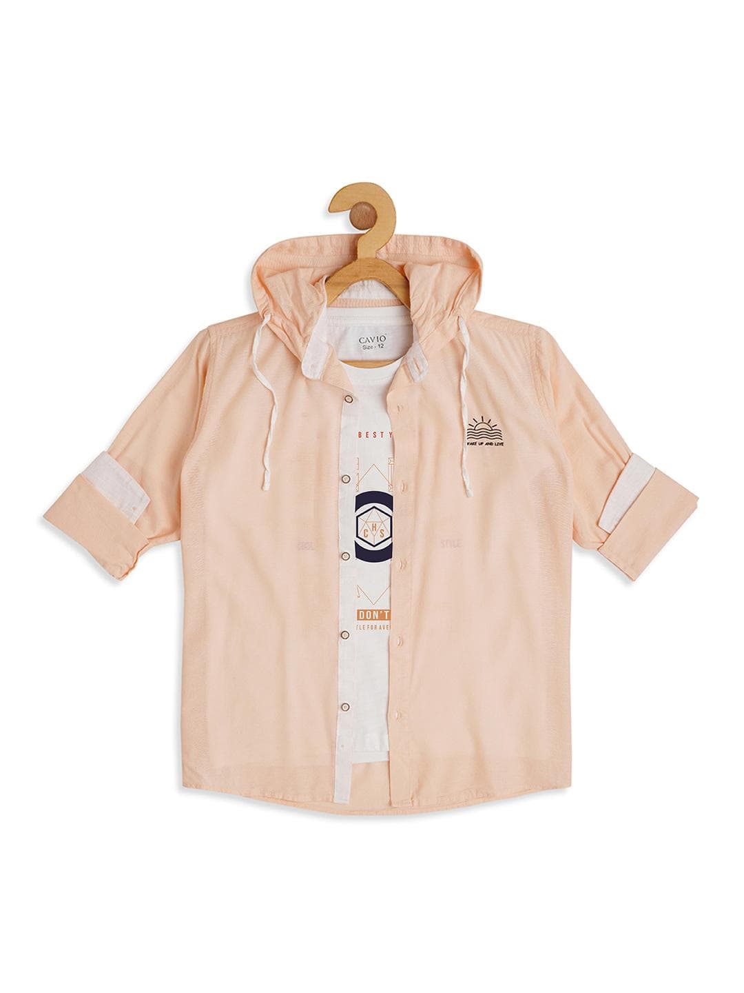 CAVIO Boys Hooded Long Sleeves Cotton Casual Shirt & T-Shirt