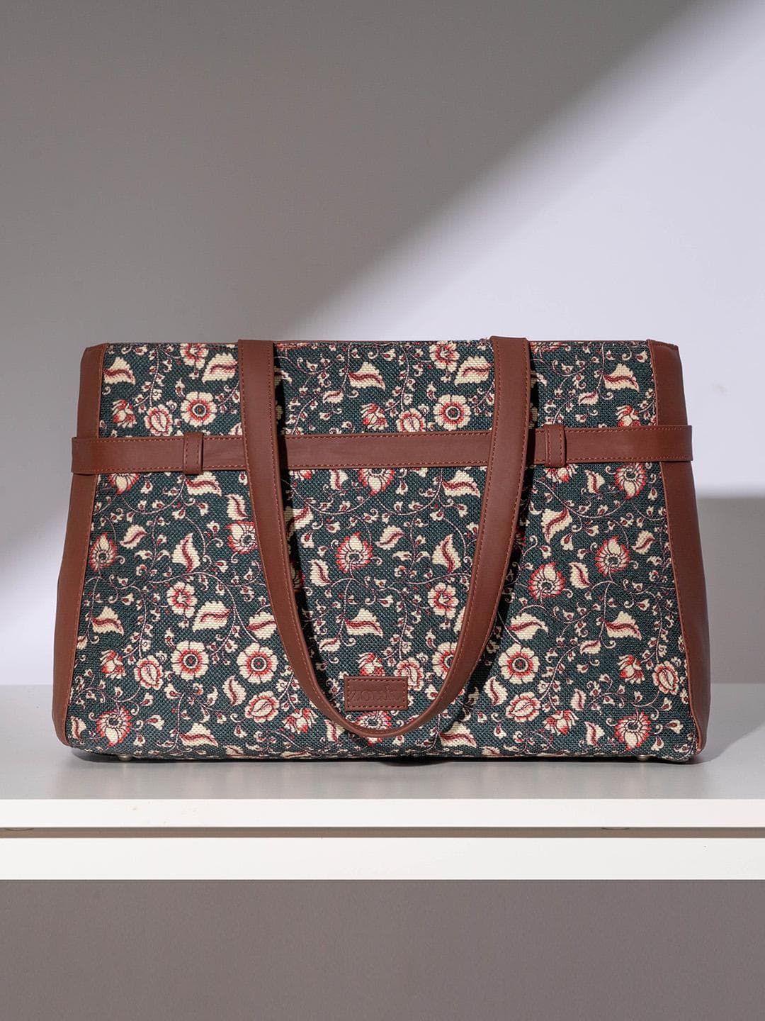 Buy ZOUK Blue Floral Printed Structured Tote Bag - - Accessories for Women