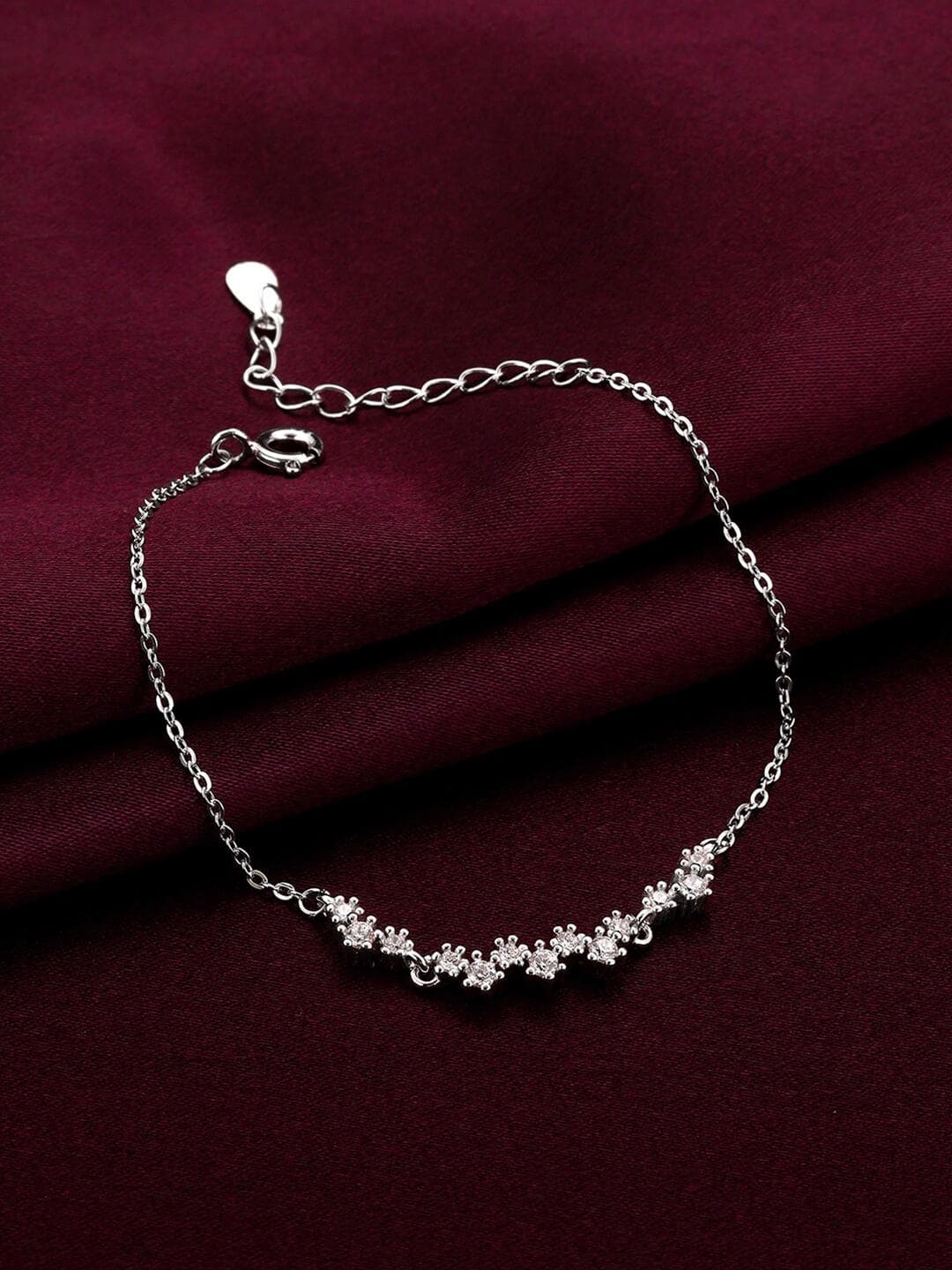 GIVA Rhodium-Plated 925 Sterling Silver Cubic Zirconia Link Bracelet