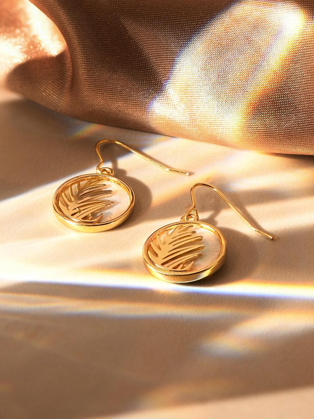 Accessorize London Women Moonstone Circle Leaf Earrings