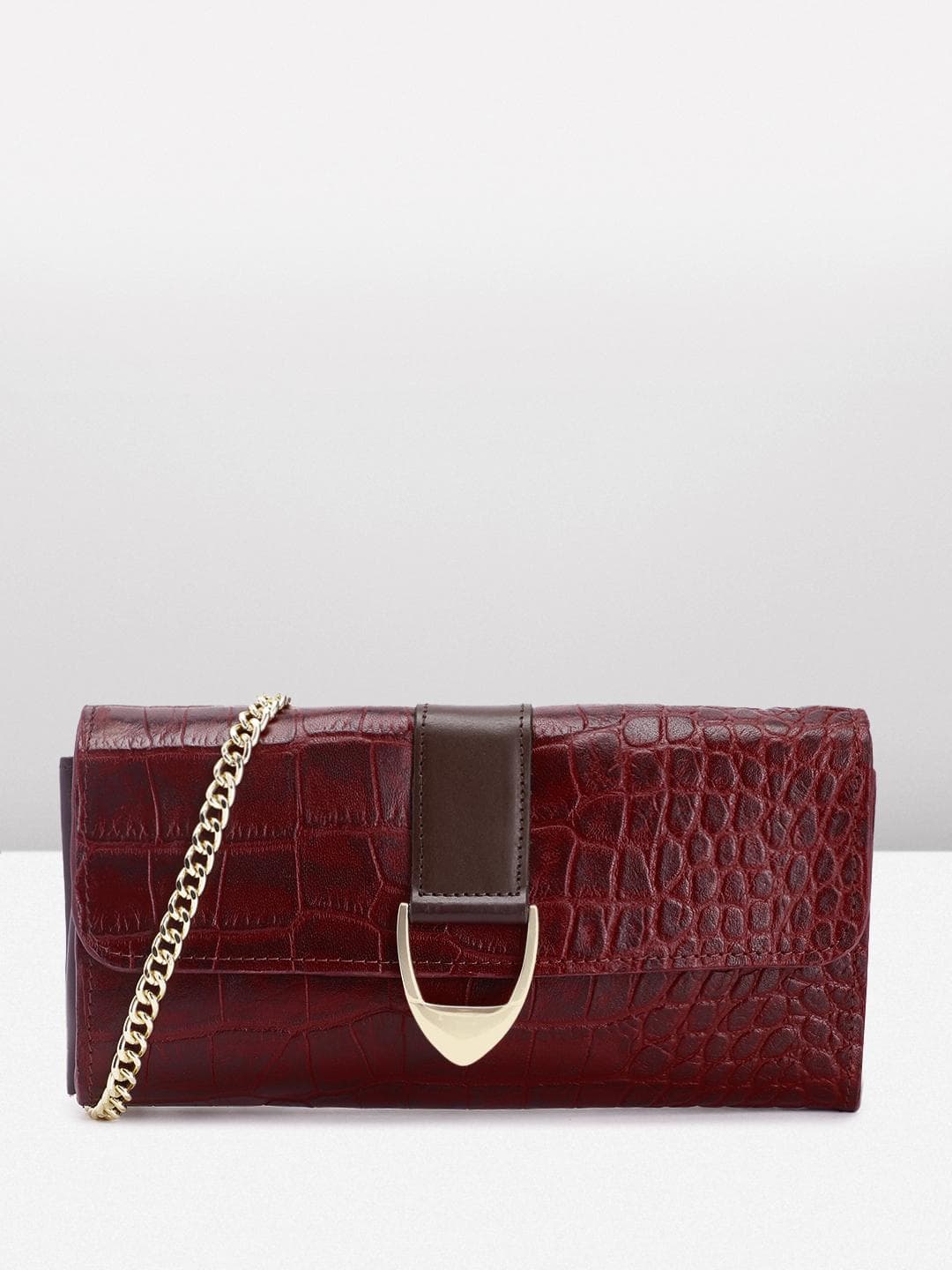 Hidesign Women Croc Textured Leather Envelope