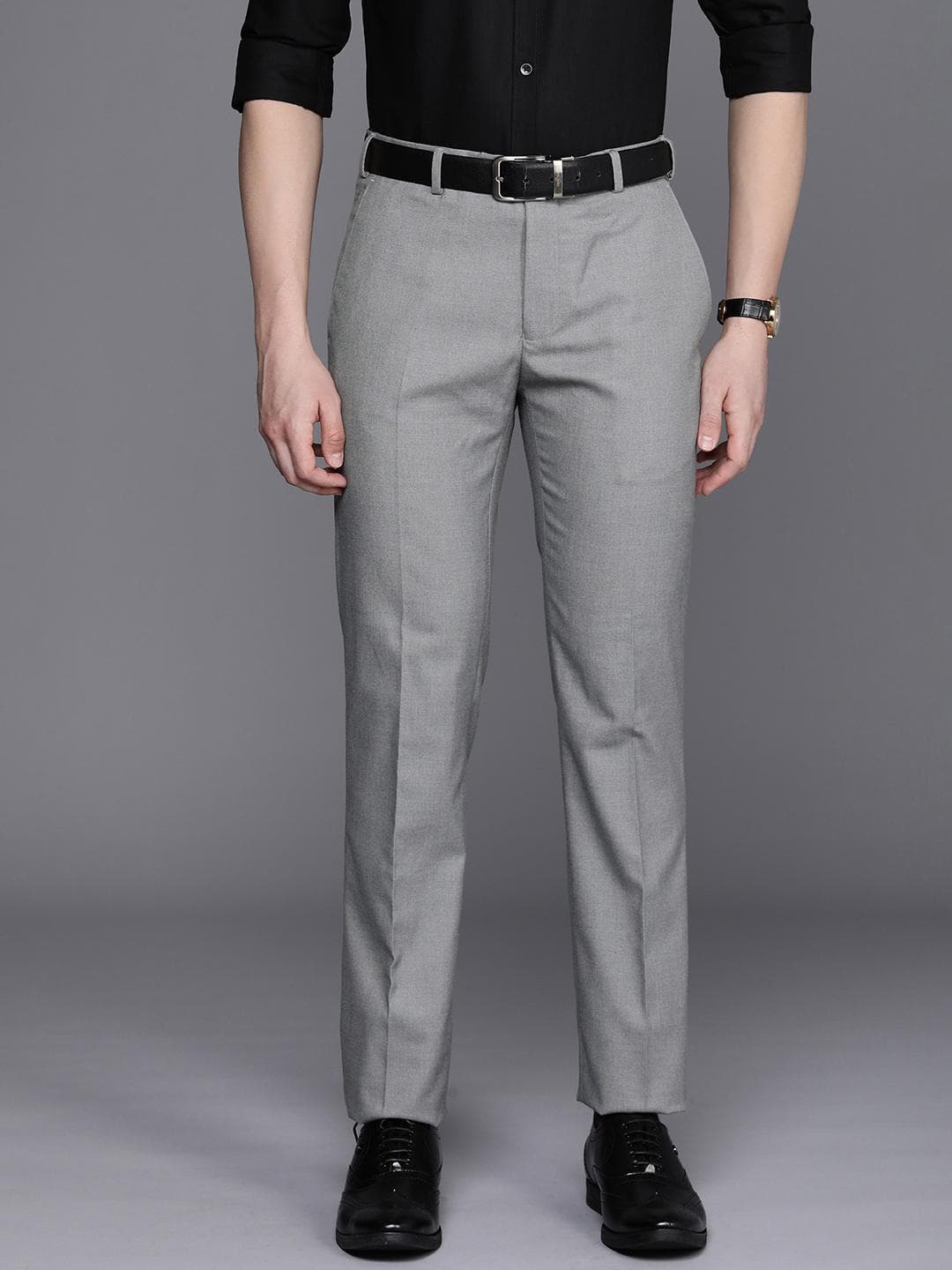 Raymond Men Textured Slim Fit Formal Trousers
