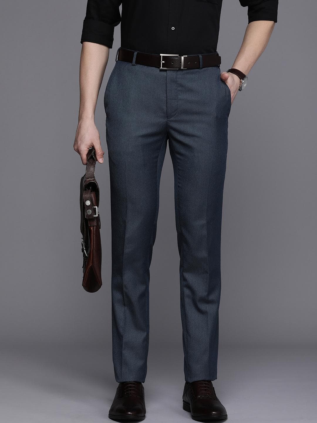 Raymond Men Flat-Front Slim Fit Formal Trousers