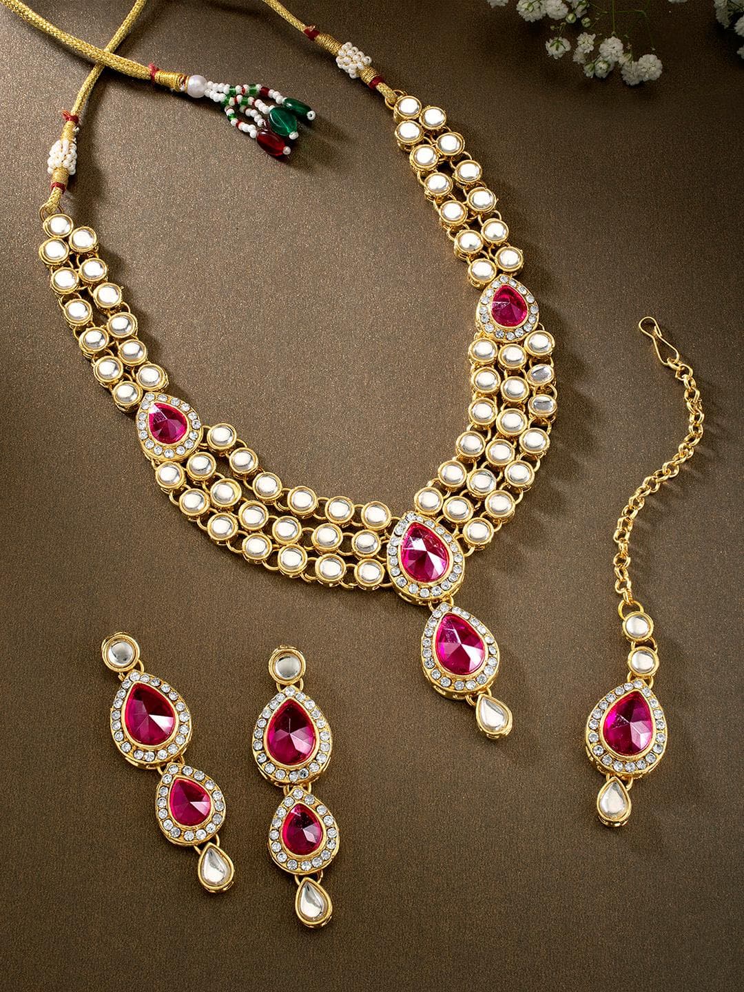 Peora Gold-Plated Kundan-Studded Jewellery Set
