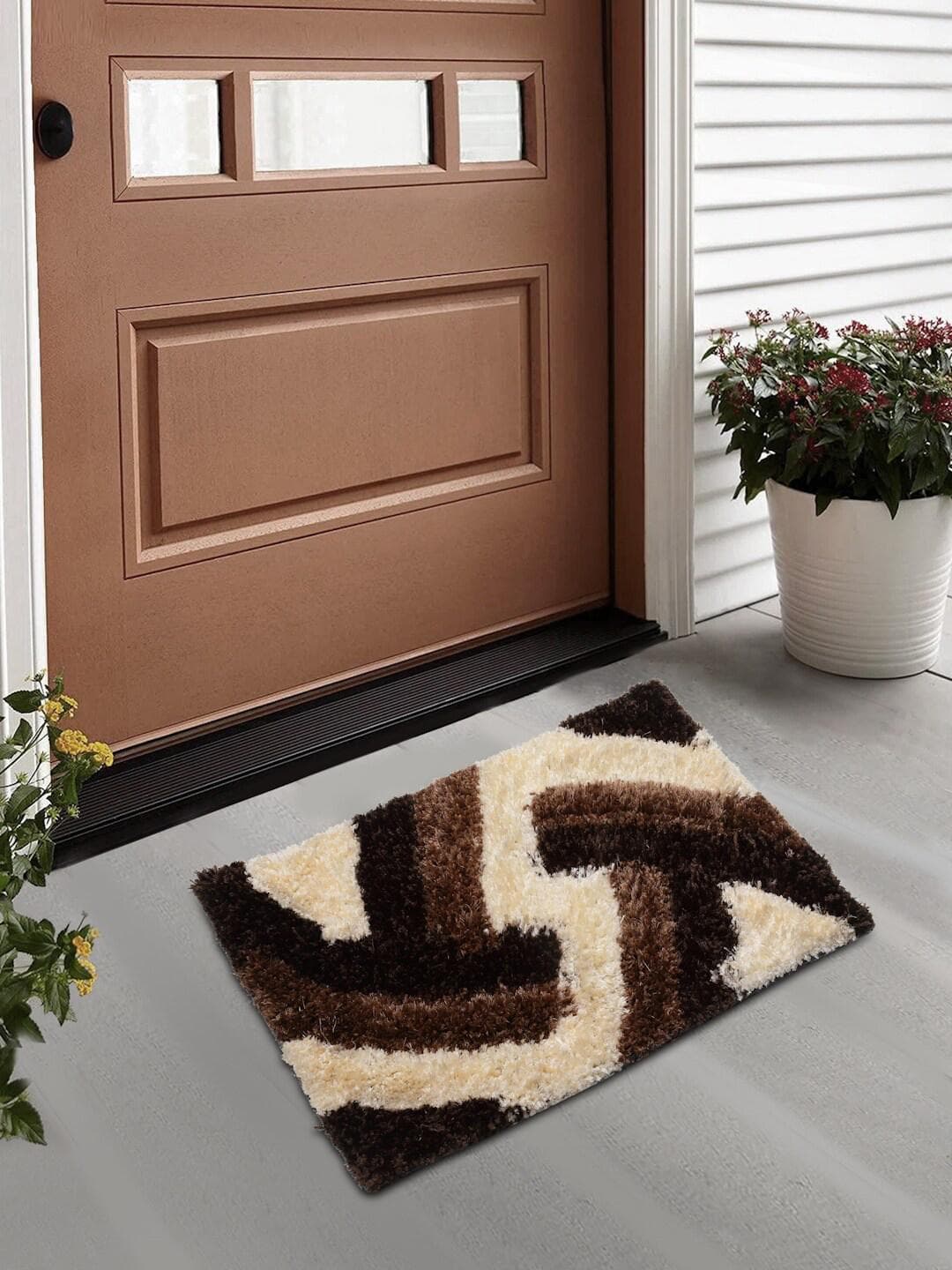 FABINALIV Black Abstract Anti Skid Door Mat