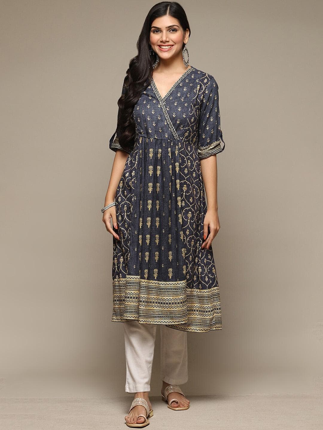 Biba Ethnic Motifs Printed Anarkali Kurta