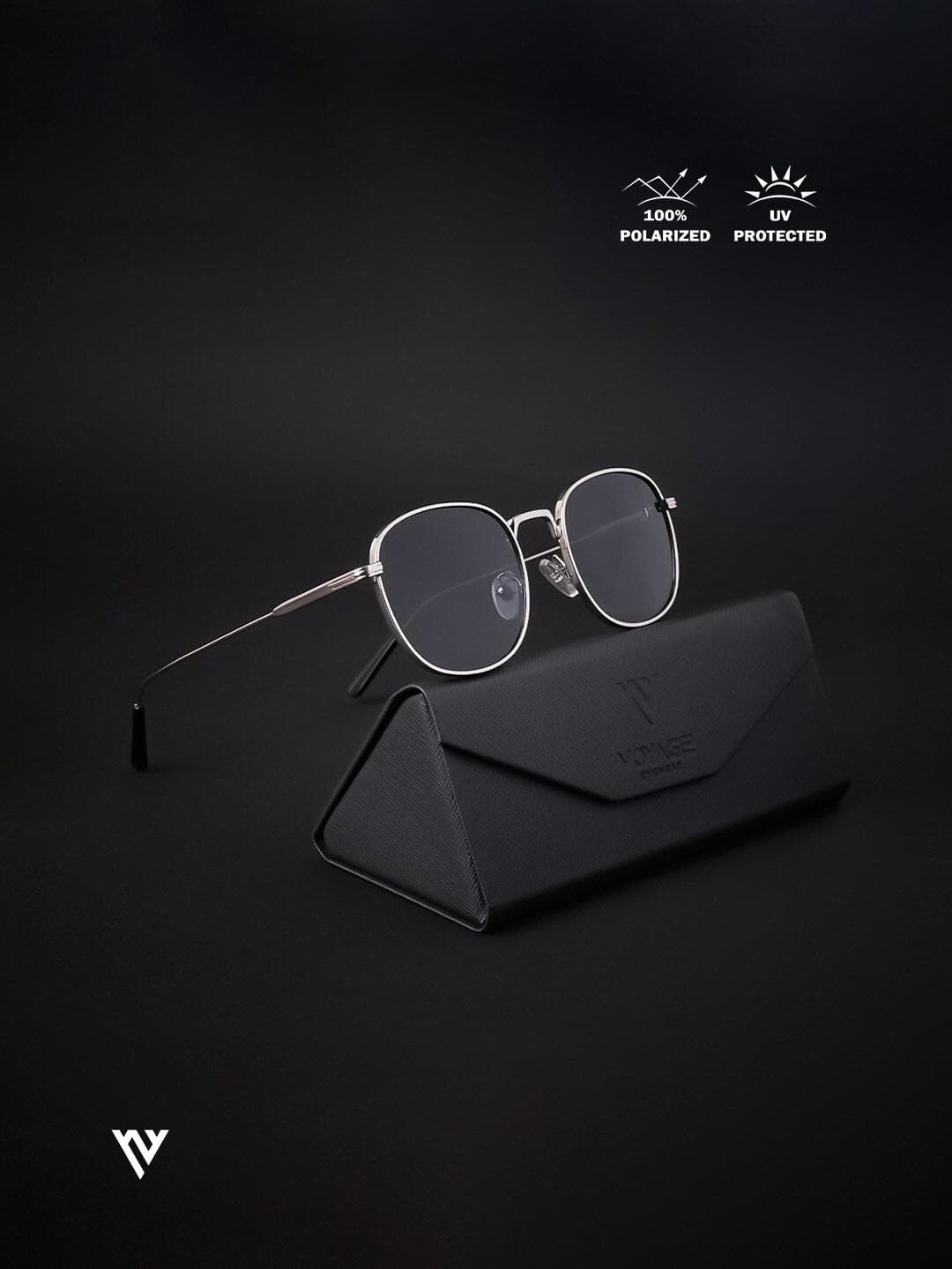Voyage Black Lens & Round Polarized Sunglasses Polarised & UV Protected Lens
