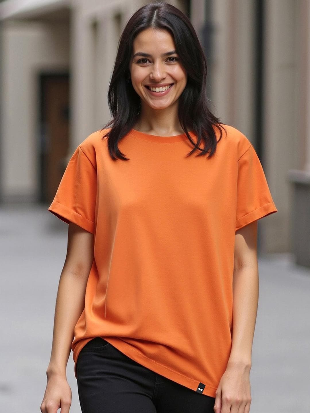 Bewakoof Solid Drop-Shoulder Sleeves Boyfriend Fit T-shirt
