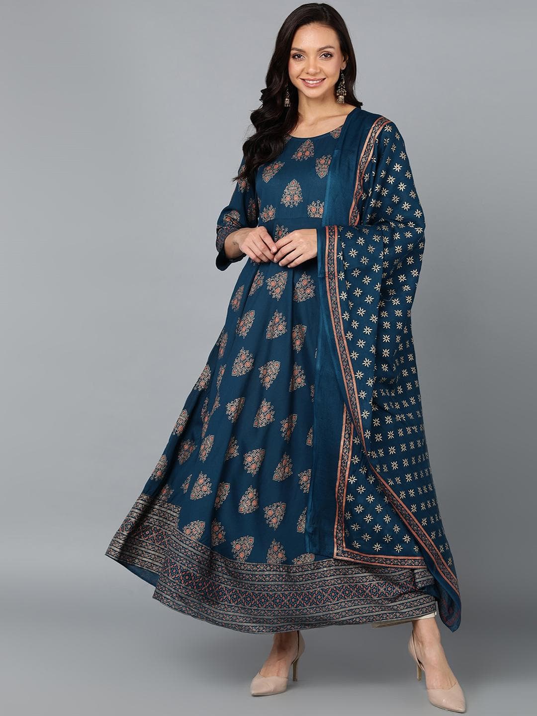 KALINI Ethnic Motifs Printed Anarkali Kurta