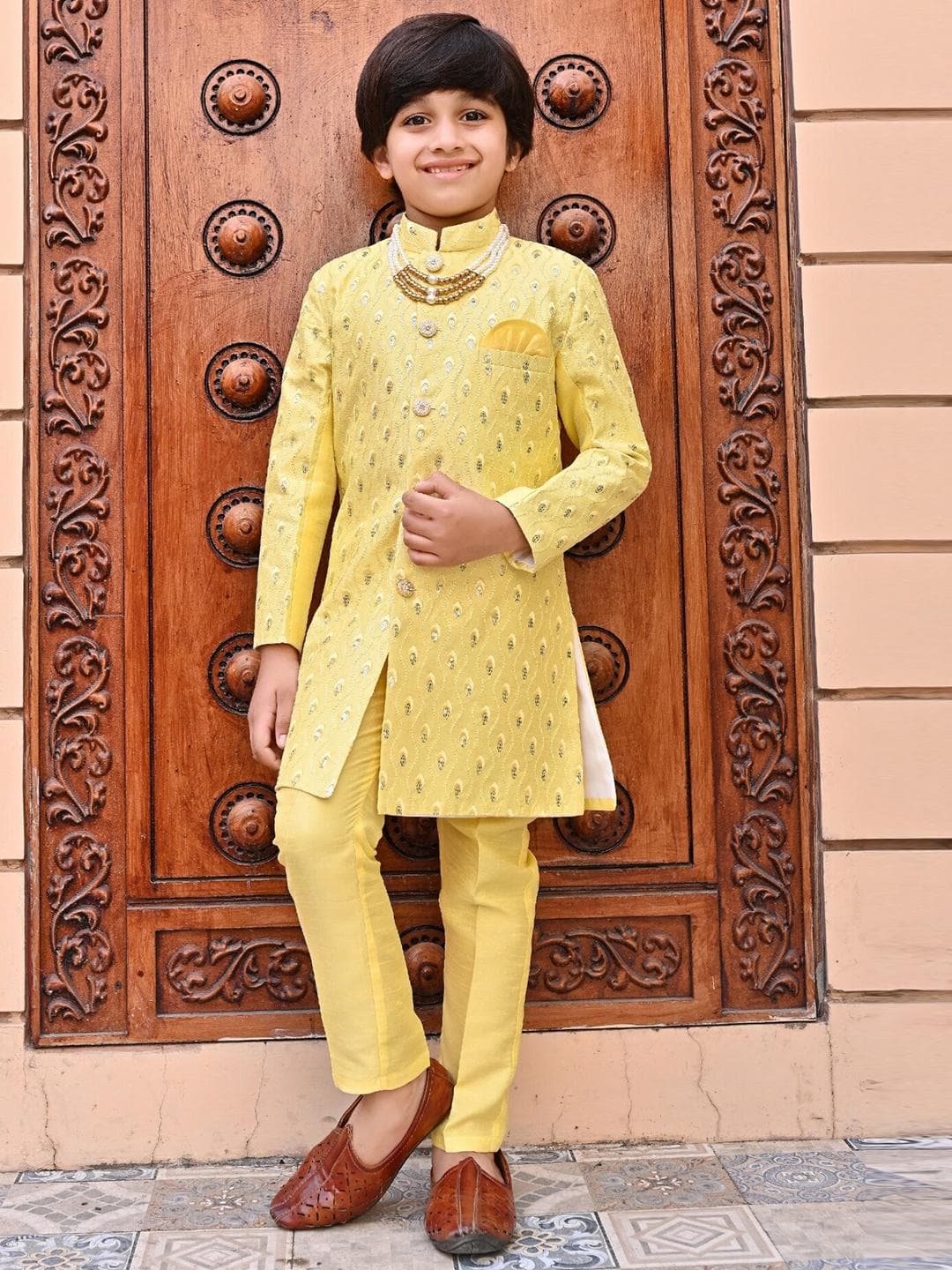 ahhaaaa Boys Embellished Indo-Western Sherwani