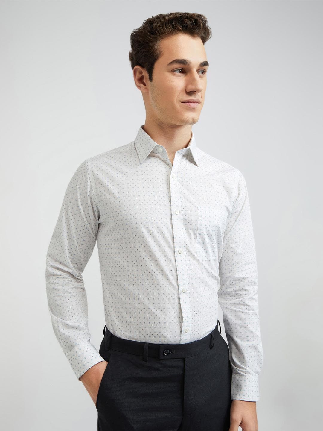 Raymond Men Slim Fit Pure Cotton Printed Formal Shirt