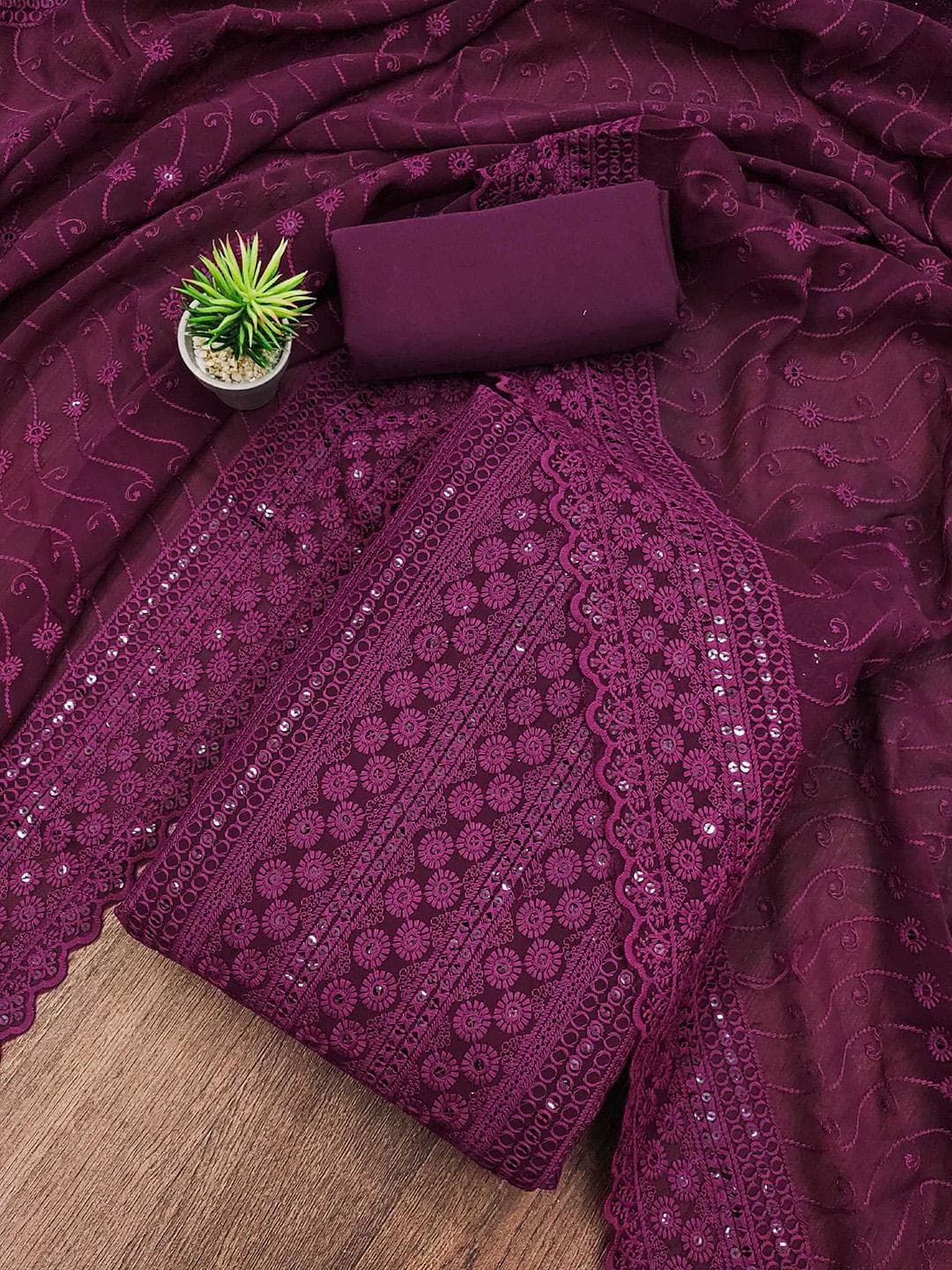 KALINI Embroidered Sequinned Unstitched Dress Material