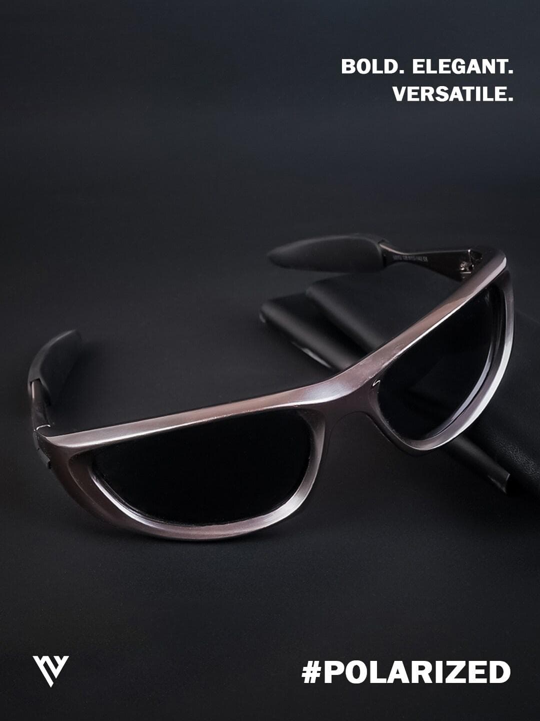 Voyage Black Gunmetal-Toned Sports Round Polarized Sunglasses Polarised And UV Protected Lens