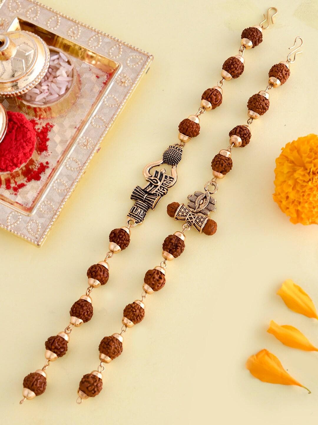 Lord Shiva Motifs Rudraksha Beads Rakhi - Pack Of 2 | Voylla Rakhi