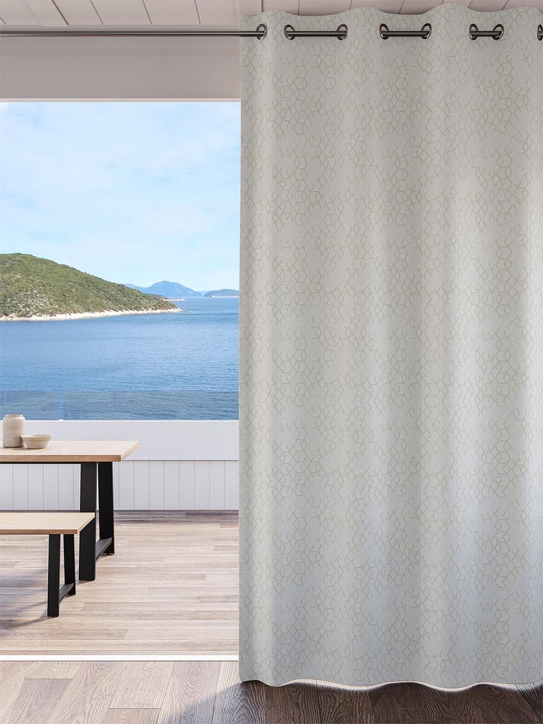 DDecor Grey Geometric Room Darkening Long Door Curtain