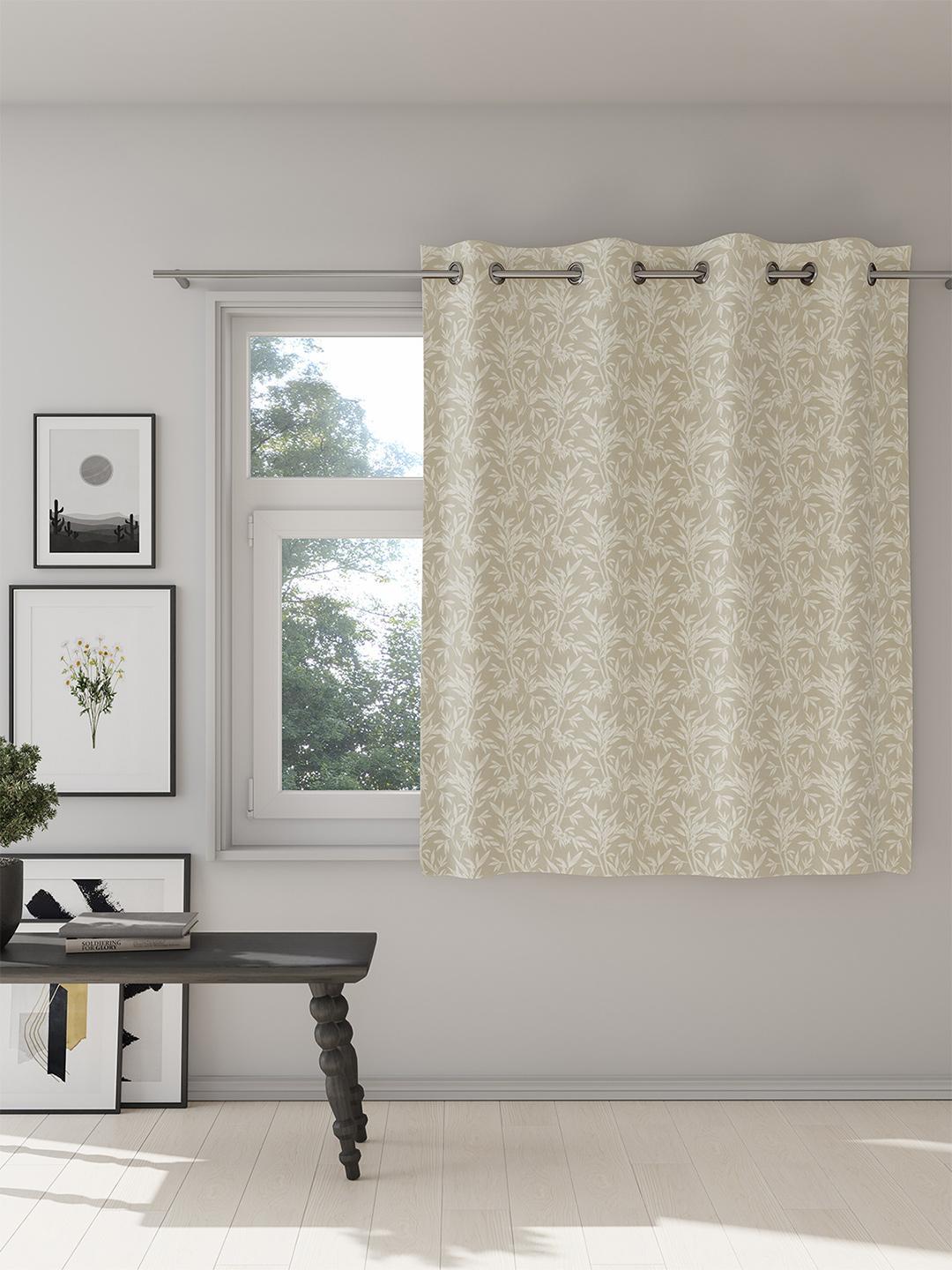 Buy DDecor Beige Floral Room Darkening Window Curtain - - Home for Unisex