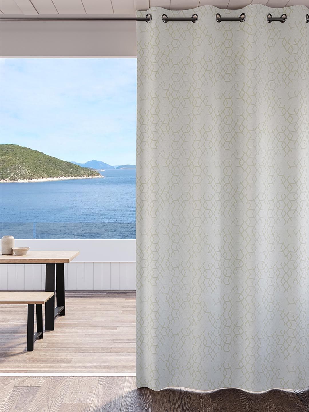 DDecor Grey Geometric Room Darkening Door Curtain