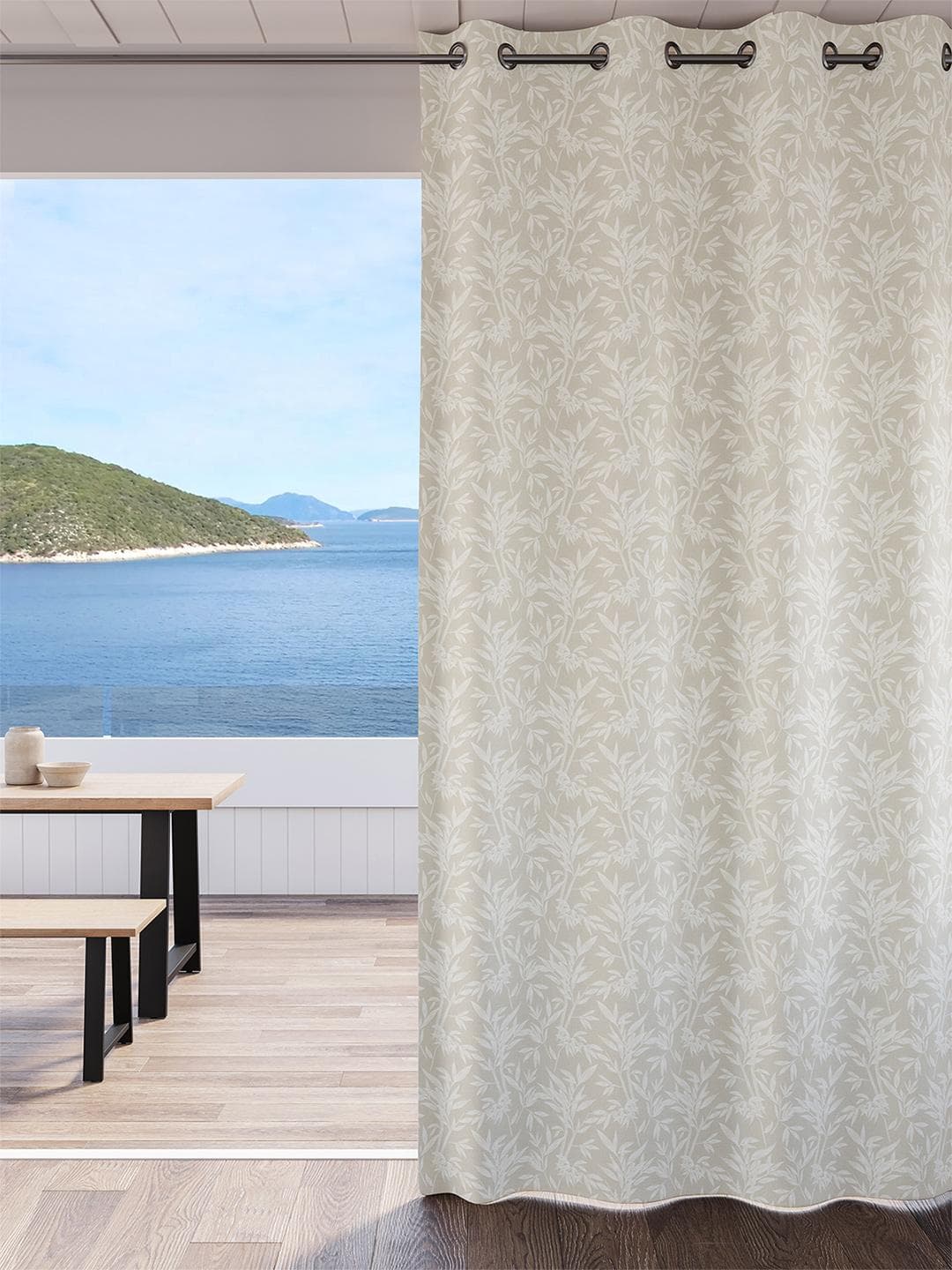Buy DDecor Beige & White Floral Room Darkening Door Curtain - - Home for Unisex