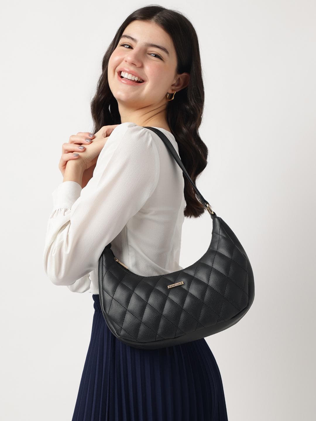 Fastrack Women Black Quilted Shoulder Bag